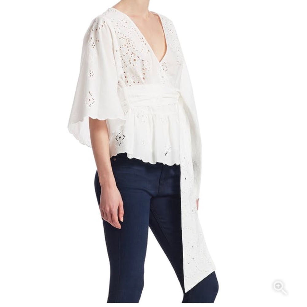 NICHOLAS SZ 4 Embroidered Eyelet Kimono Top